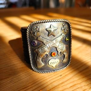 Handmade leather & mixed metal bracelet